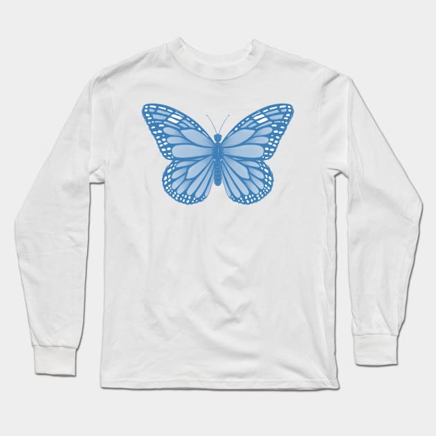 Monarch Butterfly - Steel Blue Long Sleeve T-Shirt by GraphiscbyNel